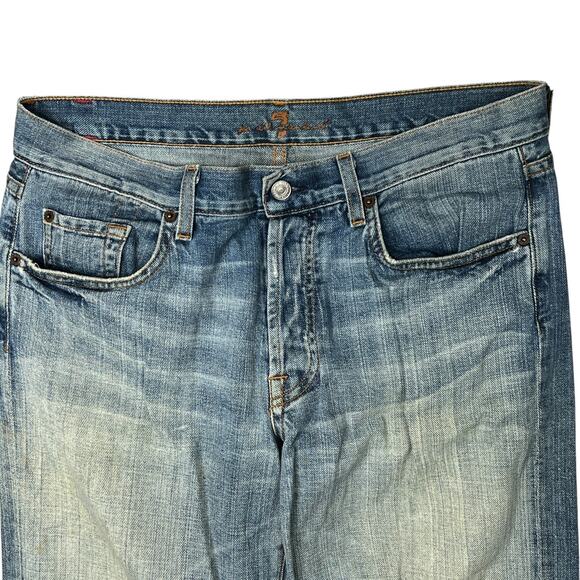 7 For All Mankind 7FAM Extra Long Relaxed Button Fly Denim Jeans Mens 34x30 - Picture 3 of 8